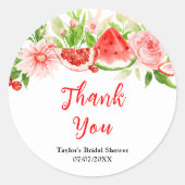 Watermelon Pomegranate Bridal Shower Thank You Ronde Sticker (Voorkant)