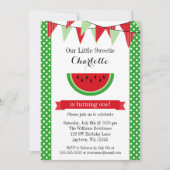Watermelon Red Green Bunting Birthday Party Kaart (Voorkant)