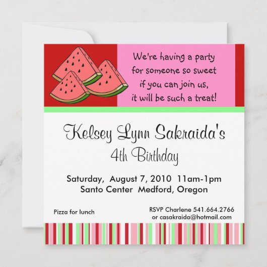 Watermelon Red Pink Kaart (Achterkant)