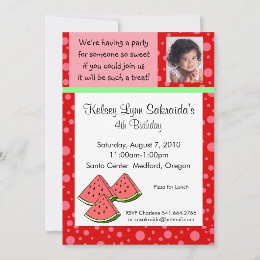 Watermelon Red Pink Kaart (Achterkant)