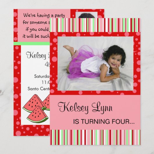 Watermelon Red Pink Kaart (Voorkant / Achterkant)