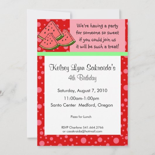 Watermelon Red Pink Kaart (Achterkant)