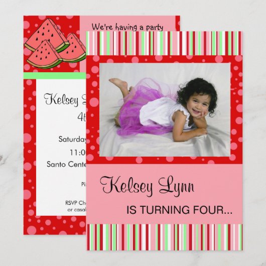 Watermelon Red Pink Kaart (Voorkant / Achterkant)