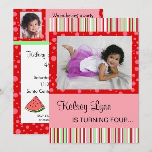 Watermelon Red Pink Kaart (Voorkant / Achterkant)