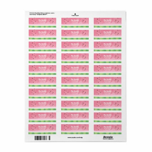 Watermelon Return Address Label Melon Party Fruit (Full Sheet)
