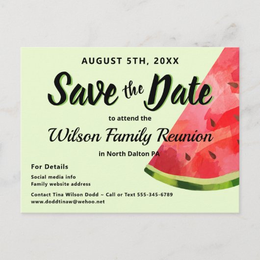 Watermelon Reunion BBQ Party Save the Date Briefkaart (Voorkant)
