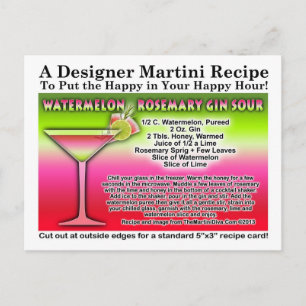 WATERMELON ROSEMARY GIN SOUR COCKTAIL RECIPCARD BRIEFKAART