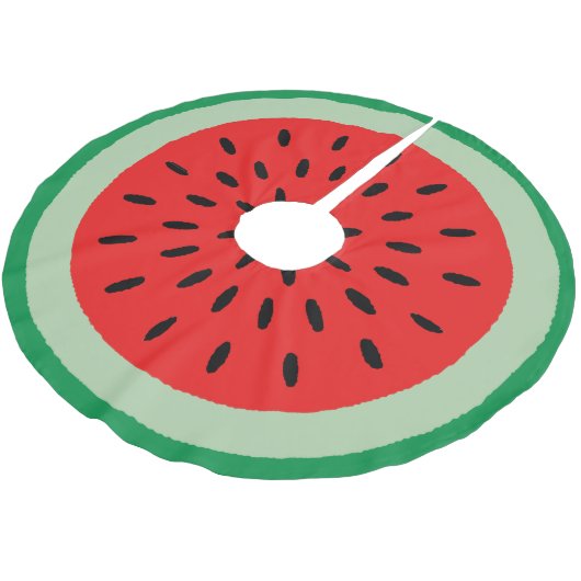 Watermelon Round Red Slice Green Rind Black Seeds Kerstboom Rok (Gekanteld)
