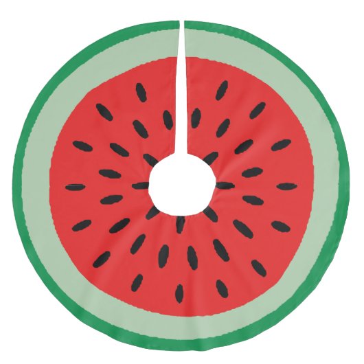 Watermelon Round Red Slice Green Rind Black Seeds Kerstboom Rok (Voorkant)