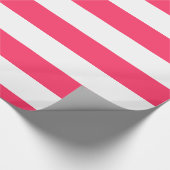 Watermelon Roze, Wit XL Strepen Patroon Cadeaupapier (Hoek)