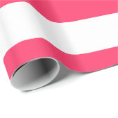 Watermelon Roze, Wit XL Strepen Patroon Cadeaupapier (Rol Hoek)