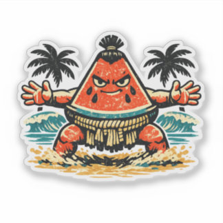 Watermelon Shogun Beach Sumo — Vintage Summer Warr Sticker