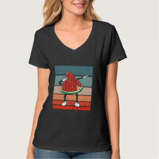 Watermelon slice dabbing cartoon arms and legs dan t-shirt