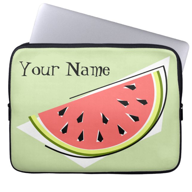 Watermelon Slice Green Name-laptophoes Laptop Sleeve (Voorkant)