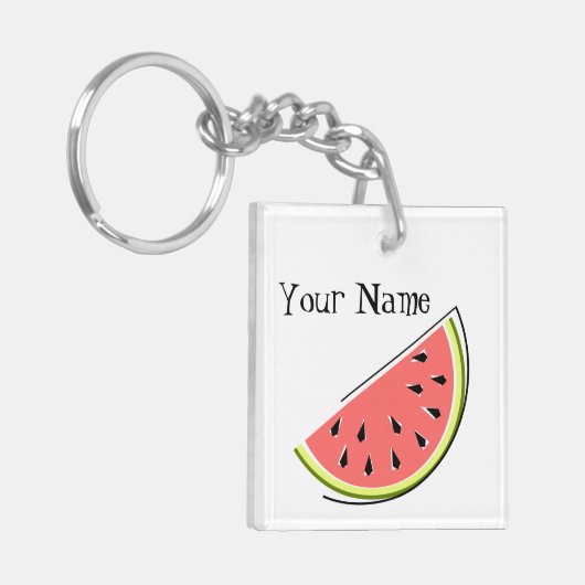 Watermelon Slice Monogram vierkant Sleutelhanger (Voorkant Links)