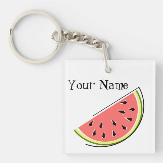 Watermelon Slice Monogram vierkant Sleutelhanger (Voorkant)