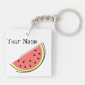 Watermelon Slice Monogram vierkant Sleutelhanger (Achterkant)