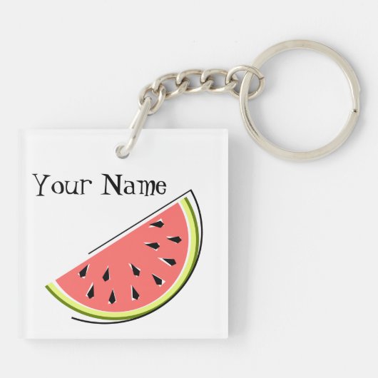 Watermelon Slice Monogram vierkant Sleutelhanger (Achterkant)