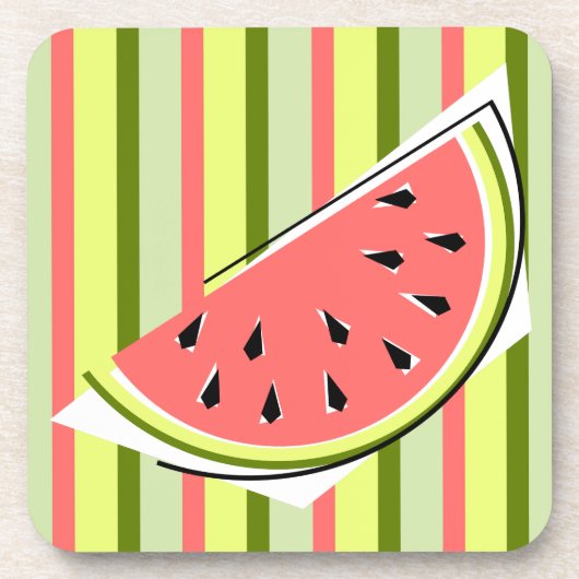 Watermelon Slice Stripe Classic Bier Onderzetter (Voorkant)