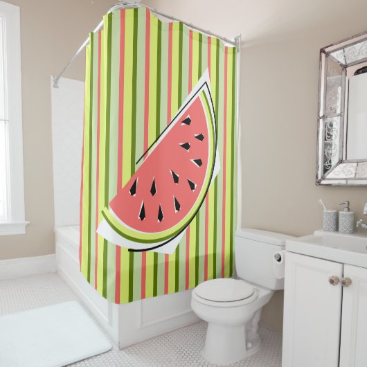 Watermelon Slice Stripe Classic douchergordijn Douchegordijn (In situ)