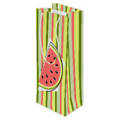 Watermelon Slice Stripe Classic Wijn Cadeautas (Achterkant Gekanteld)
