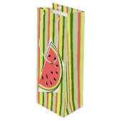 Watermelon Slice Stripe Classic Wijn Cadeautas (Voorkant Gekanteld)