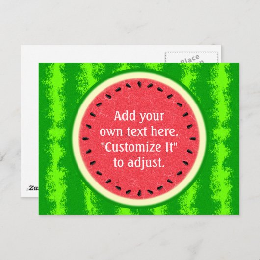 Watermelon Slice Summer Fruit gepersonaliseerd Briefkaart (Voorkant / Achterkant)
