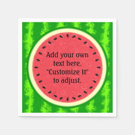 Watermelon Slice Summer Fruit gepersonaliseerd Servet (Voorkant)