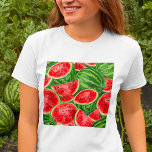 Watermelon Slices T-shirt<br><div class="desc">Introductie van ons Watermelon Slice Bliss T-shirt voor dames - een sappige en levendige viering van de zomerstijl! Omarm de zoetheid van het seizoen met deze prachtige afbeelding met weelderige plakjes watermeloen die een pop van kleur en een vleugje grilligheid aan uw garderobe toevoegen. Gemaakt van de zachtste en comfortabelste...</div>