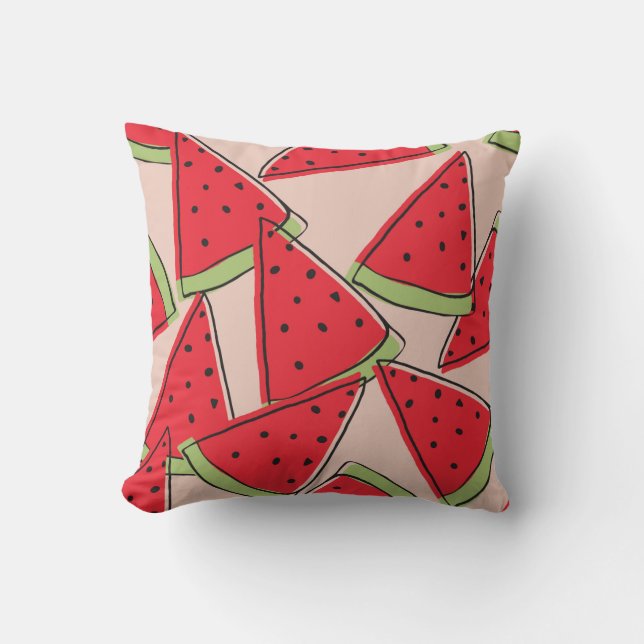 watermelon slices with pink background seamless pa kussen (Voorkant)