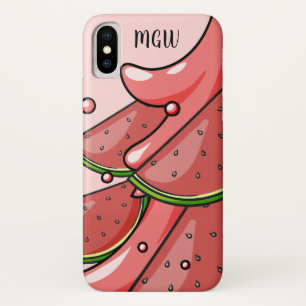 Watermelon Splash aangepaste monogram Case-Mate iPhone Case