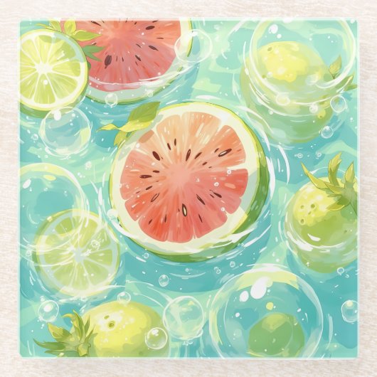 Watermelon Splash Glazen Onderzetter (Voorkant)