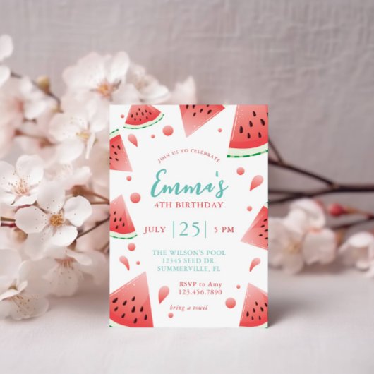 Watermelon Splash Zomer Verjaardagsfeest Kaart