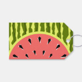 Watermelon Stripe Pink Happy Birthday label Cadeaulabel (Voorkant (Horizontaal))