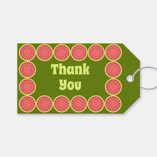 Watermelon Stripe Roze Hartelijk dank Cadeaulabel (Voorkant (Horizontaal))