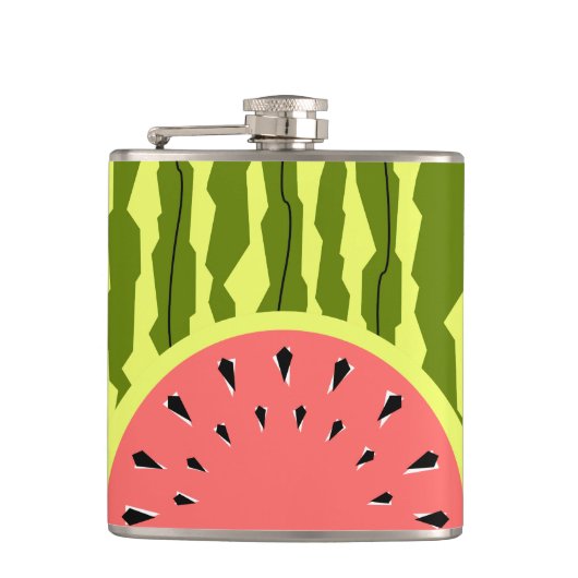 Watermelon Stripe Roze Heupfles (Voorkant)