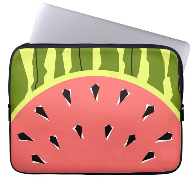 Watermelon Stripe Roze laptophoes Laptop Sleeve (Voorkant)