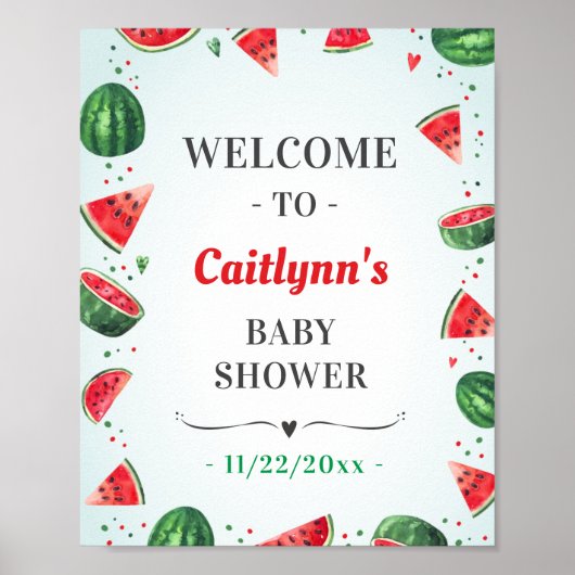 Watermelon Summer Baby shower Sprinkle Welkom Poster (Voorkant)