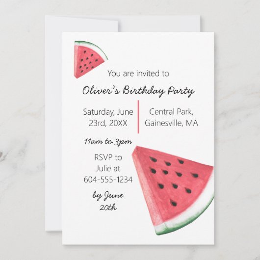 Watermelon Summer Birthday Kaart (Voorkant)