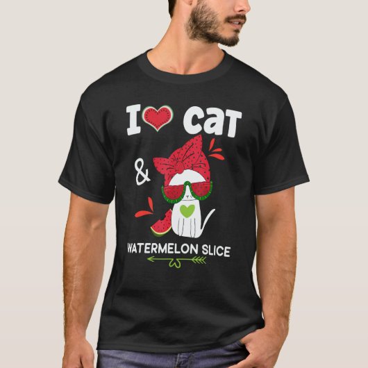 Watermelon Summer  Cat Sunglasses  Watermelon T-shirt (Voorkant)