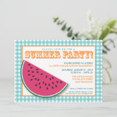 Watermelon Summer Cookout/BBQ Invitation (aqua) Kaart (Staand voorkant)