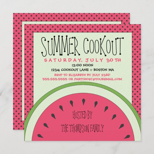 Watermelon Summer Cookout Kaart (Voorkant / Achterkant)
