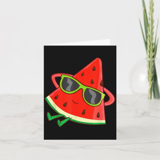 Watermelon Summer Melon With Sungles Funny Waterme Kaart (Voorkant)