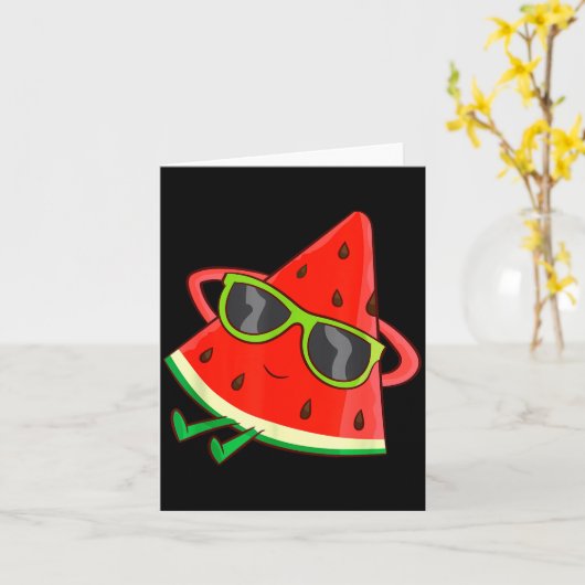 Watermelon Summer Melon With Sungles Funny Waterme Kaart (Gele Bloem)