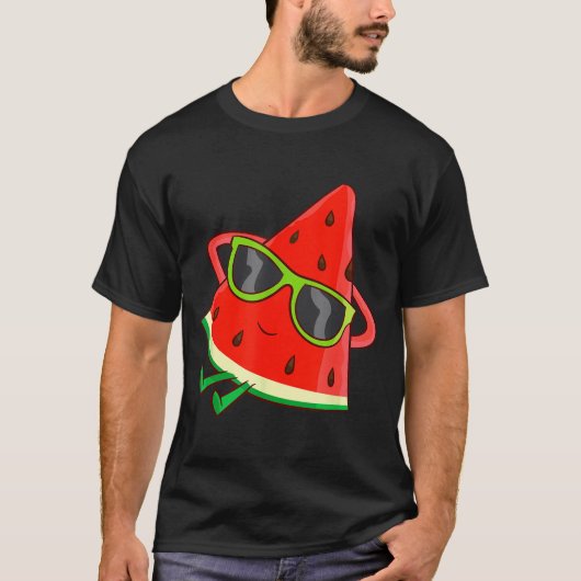 Watermelon Summer Melon With Sungles Funny Waterme T-shirt (Voorkant)