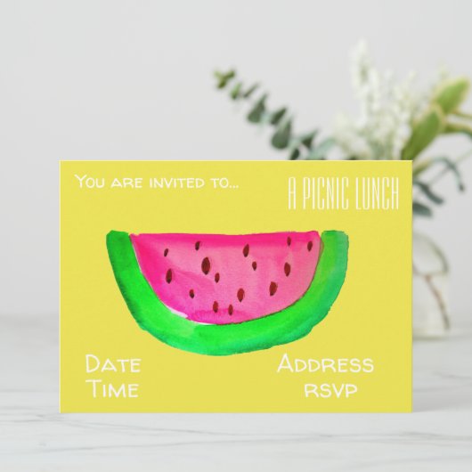 Watermelon Summer picnic lunchfeest Kaart (Staand voorkant)