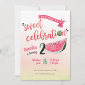 Watermelon Sweet Celebration Birthday Invite Kaart (Voorkant)