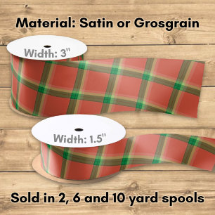 Watermelon Tartan Satin Ribbon Satijnen Lint