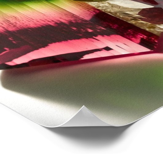 Watermelon Tourmaline crystal macrocloseup foto Poster (Hoek)