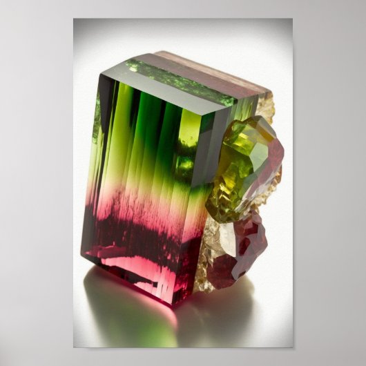 Watermelon Tourmaline crystal macrocloseup foto Poster (Voorkant)
